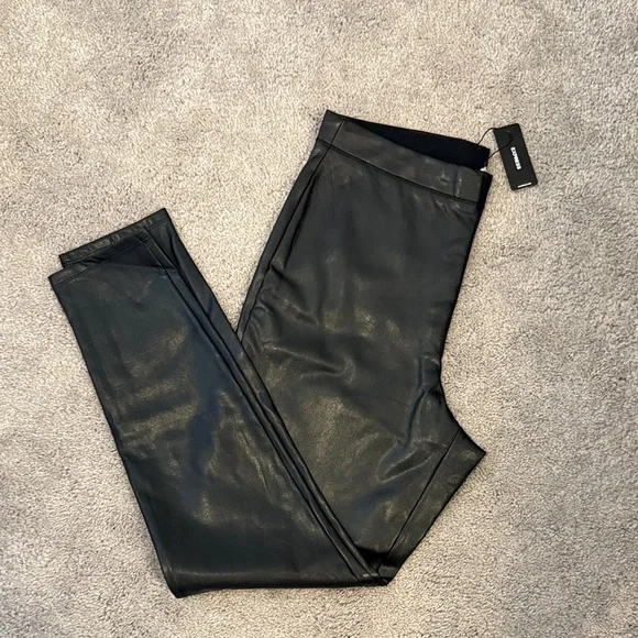 Express Black Faux Leather Leggings - Picture 1 of 4